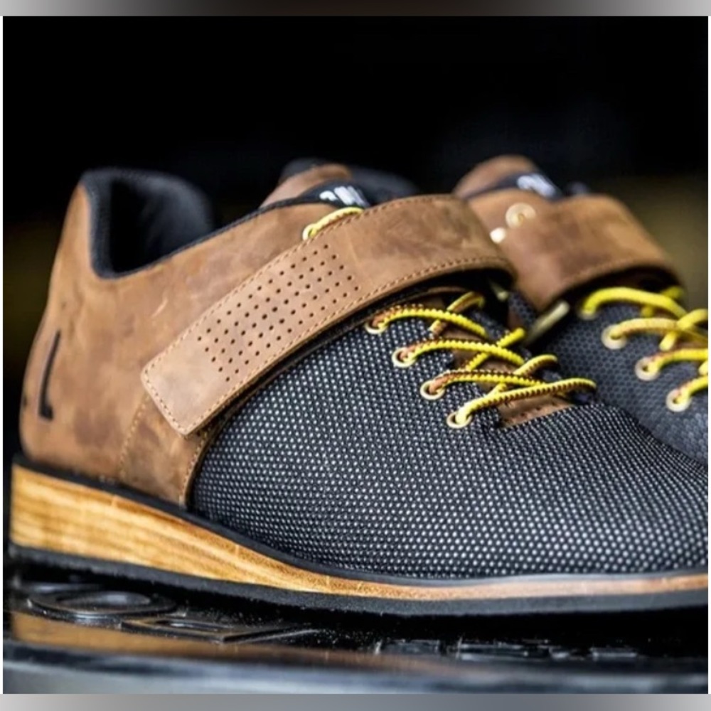 NOBULL LIFTERS LEATHER BROWN LIFTING SHOE LACE STRAP EU 49 WOMENS 15.5 MENS 14